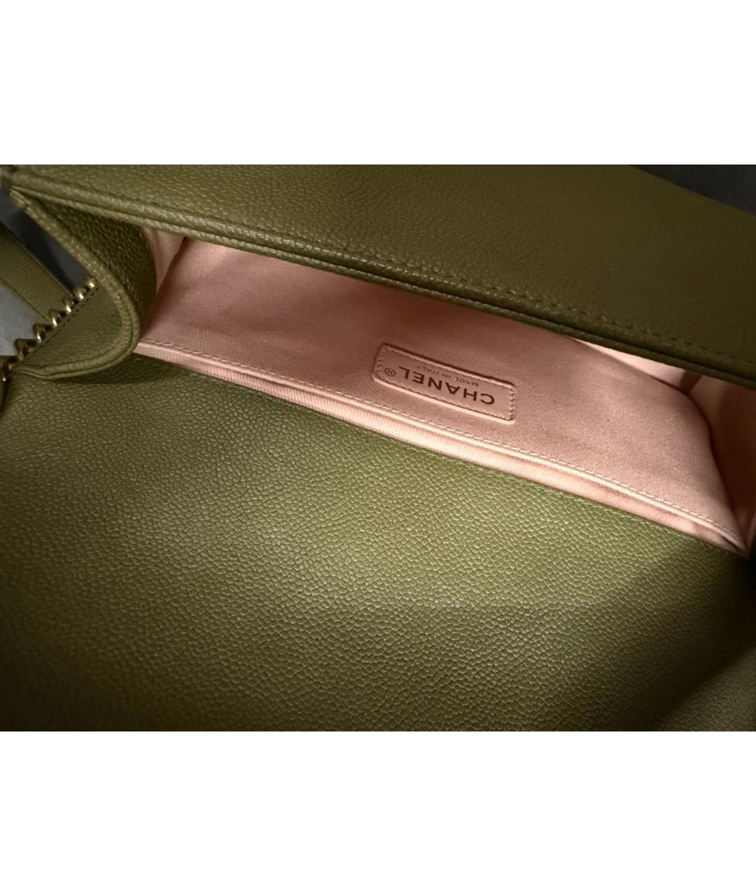 CHANEL Хаки кожаная сумка через плечо, фото 4