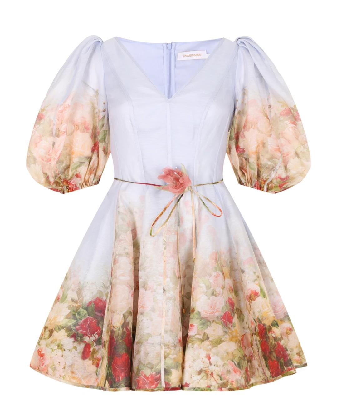 ZIMMERMANN Голубое льняное коктейльное платье, фото 4