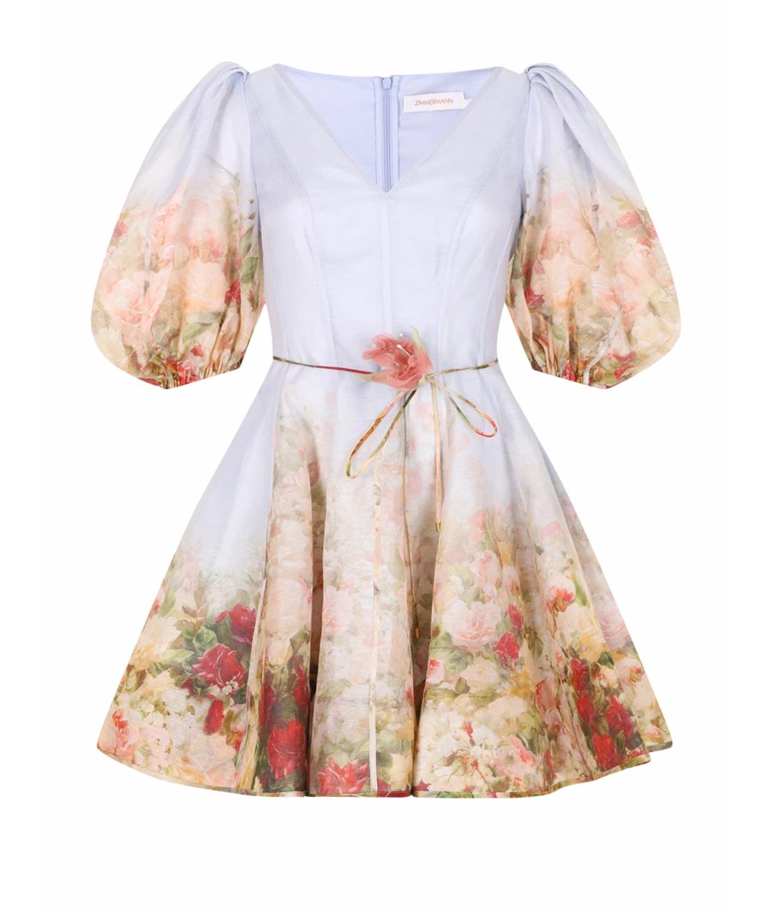 ZIMMERMANN Голубое льняное коктейльное платье, фото 1