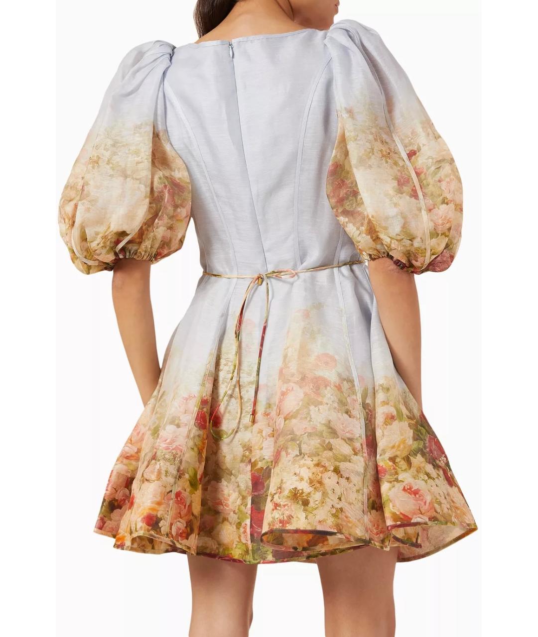 ZIMMERMANN Голубое льняное коктейльное платье, фото 3