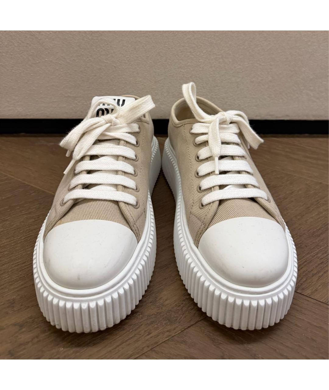MIU MIU Бежевые кеды, фото 2
