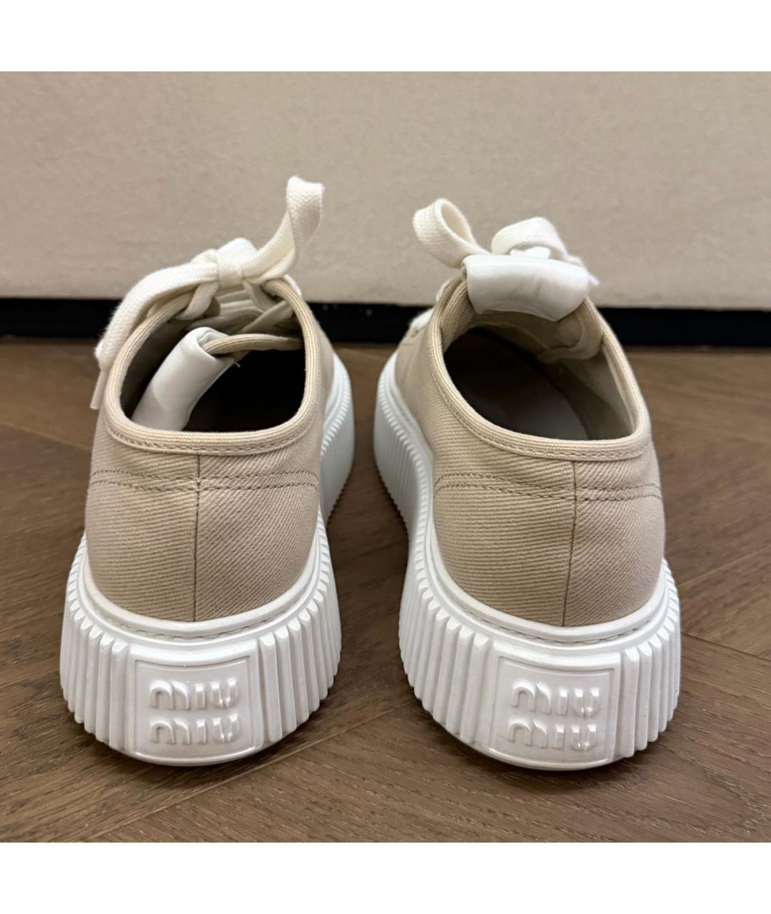 MIU MIU Бежевые кеды, фото 4