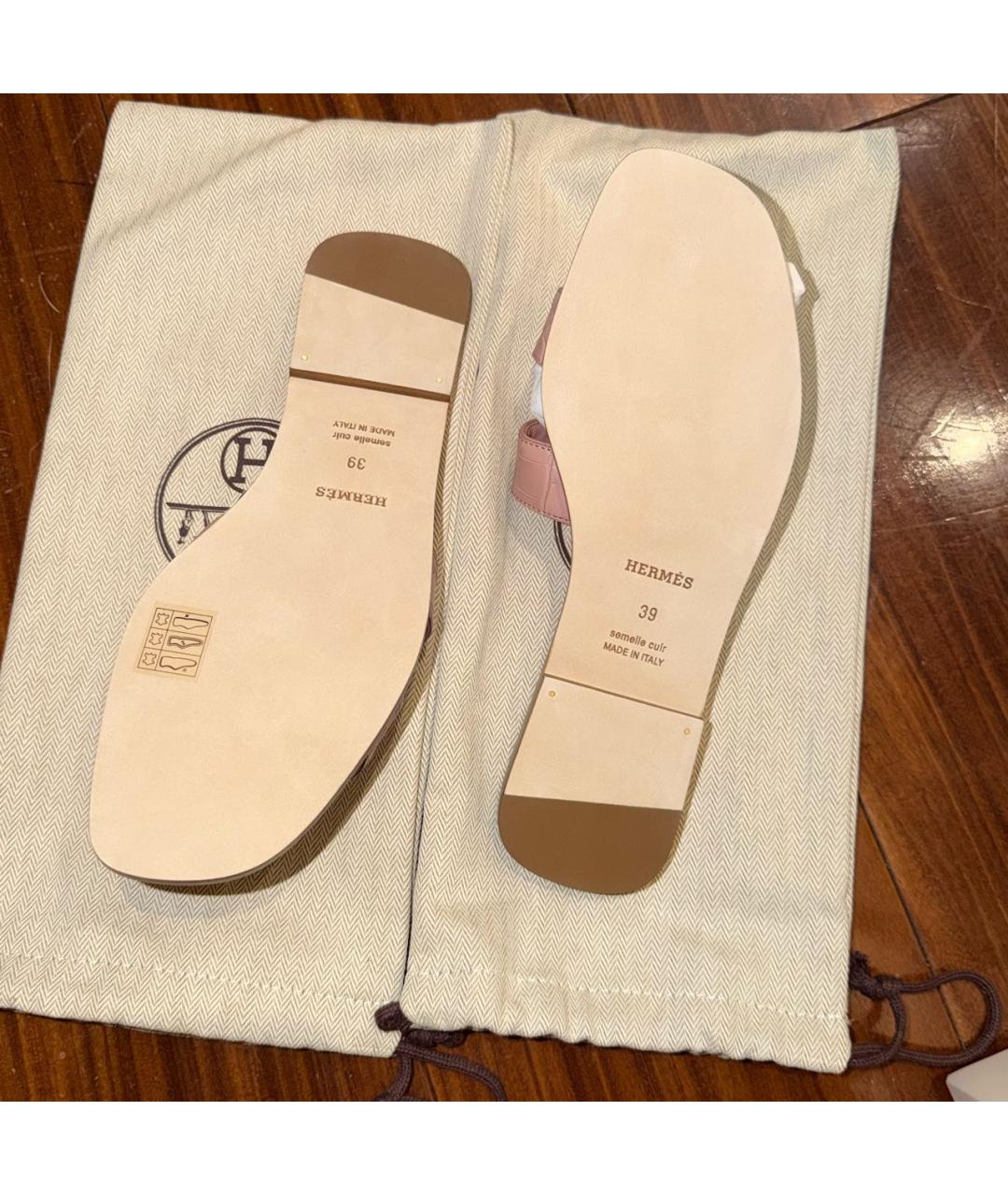 HERMES Бежевые сандалии из экзотической кожи, фото 2