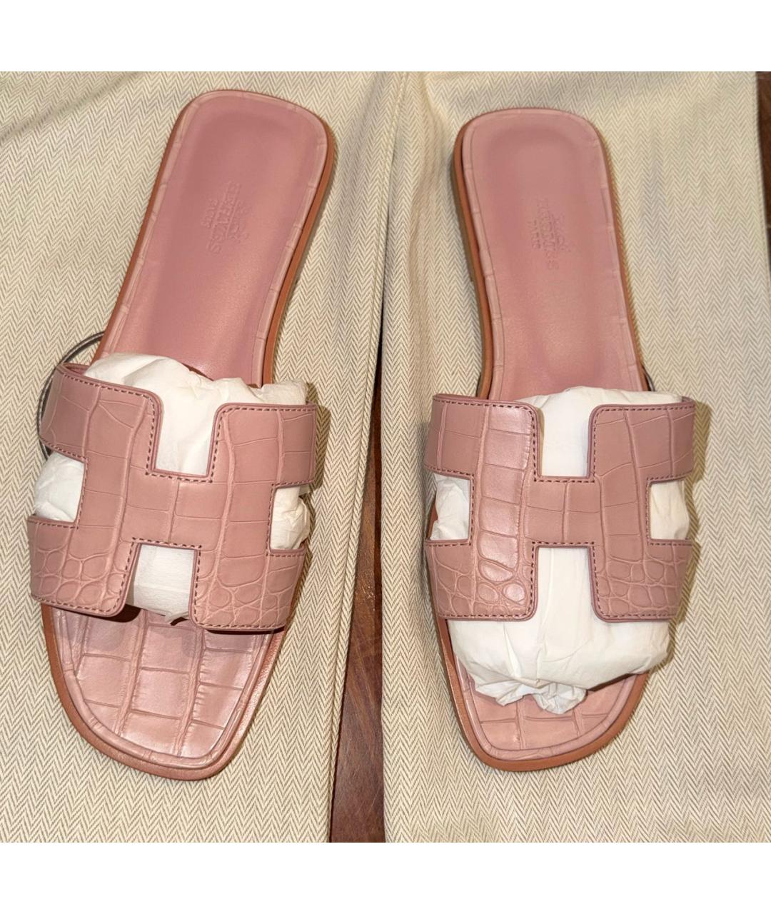 HERMES Бежевые сандалии из экзотической кожи, фото 3