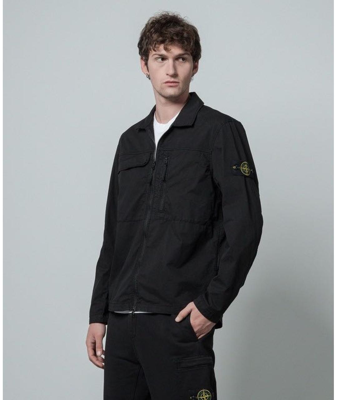 STONE ISLAND Черная хлопковая куртка, фото 5