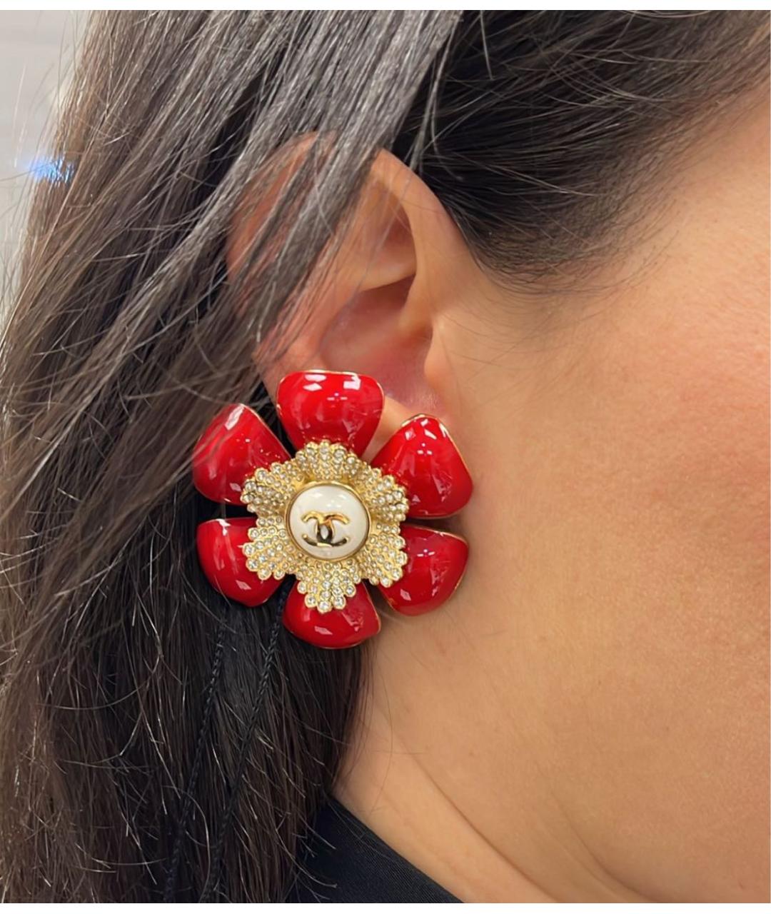 CHANEL Красные металлические клипсы, фото 2