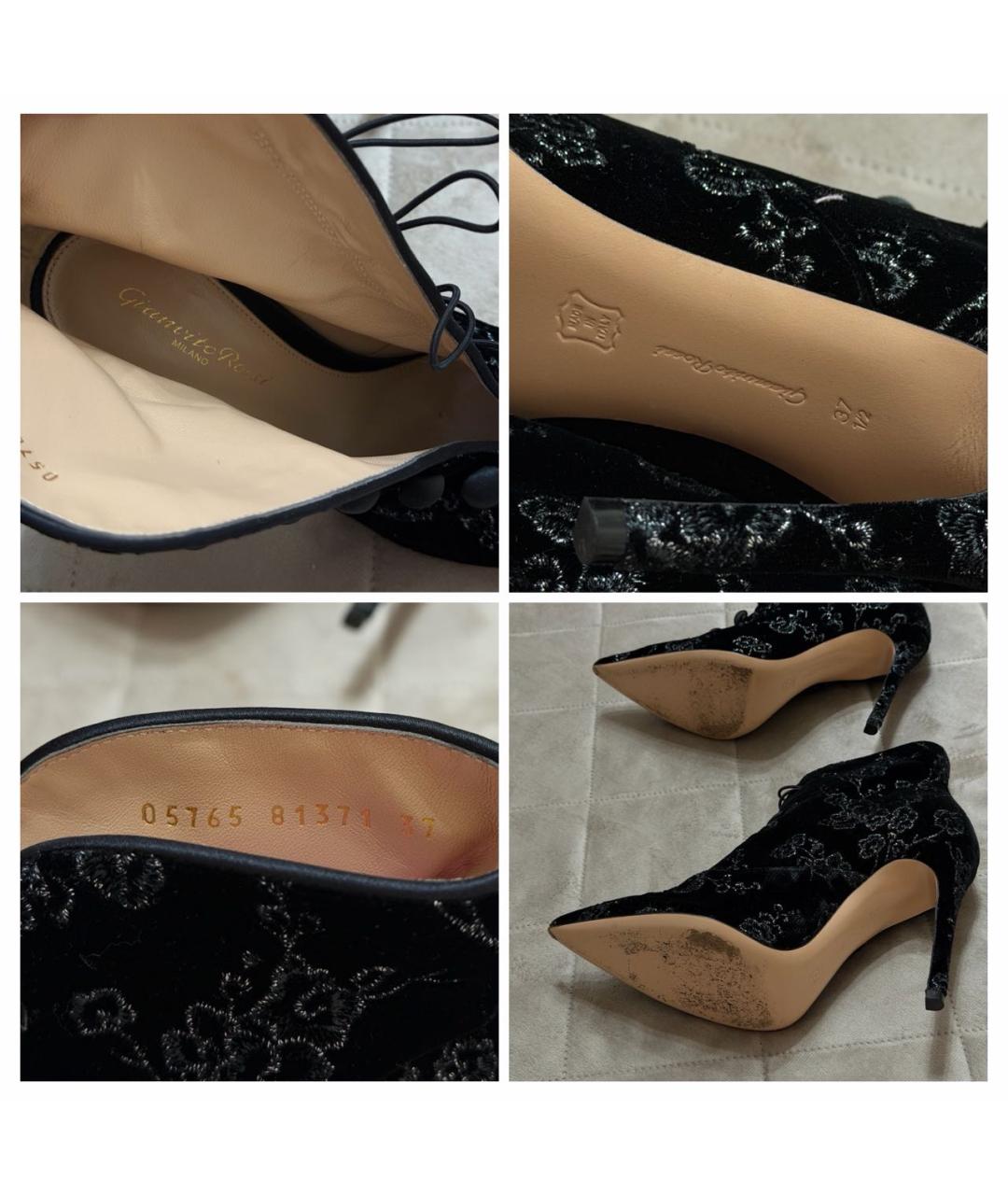 GIANVITO ROSSI Черные бархатные ботильоны, фото 8