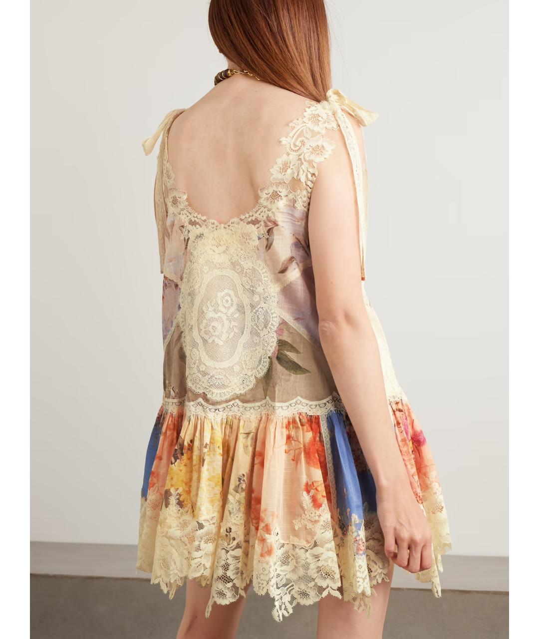 ZIMMERMANN Бежевое хлопковое коктейльное платье, фото 9