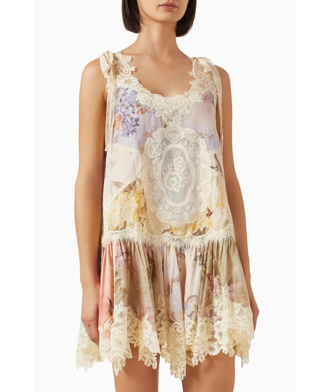 ZIMMERMANN Бежевое хлопковое коктейльное платье, фото 7