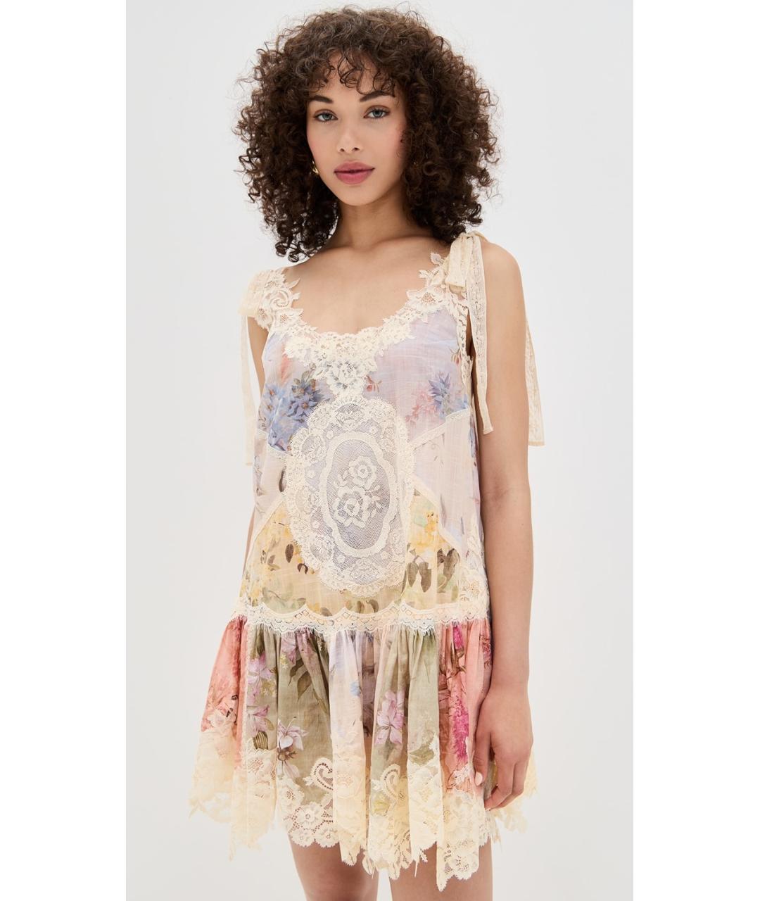 ZIMMERMANN Бежевое хлопковое коктейльное платье, фото 2