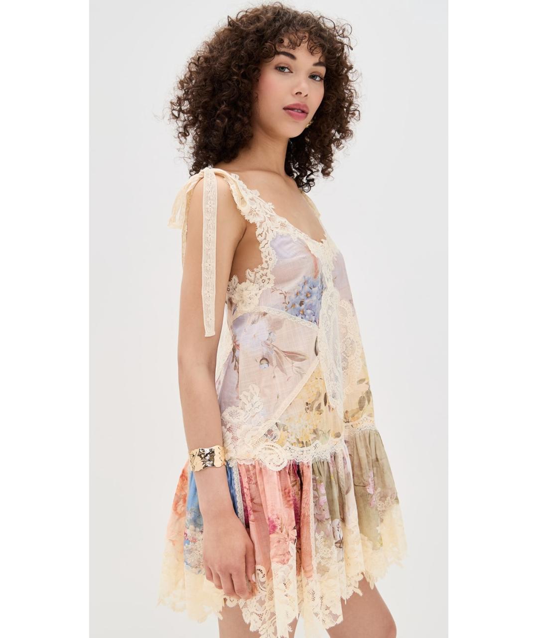 ZIMMERMANN Бежевое хлопковое коктейльное платье, фото 4