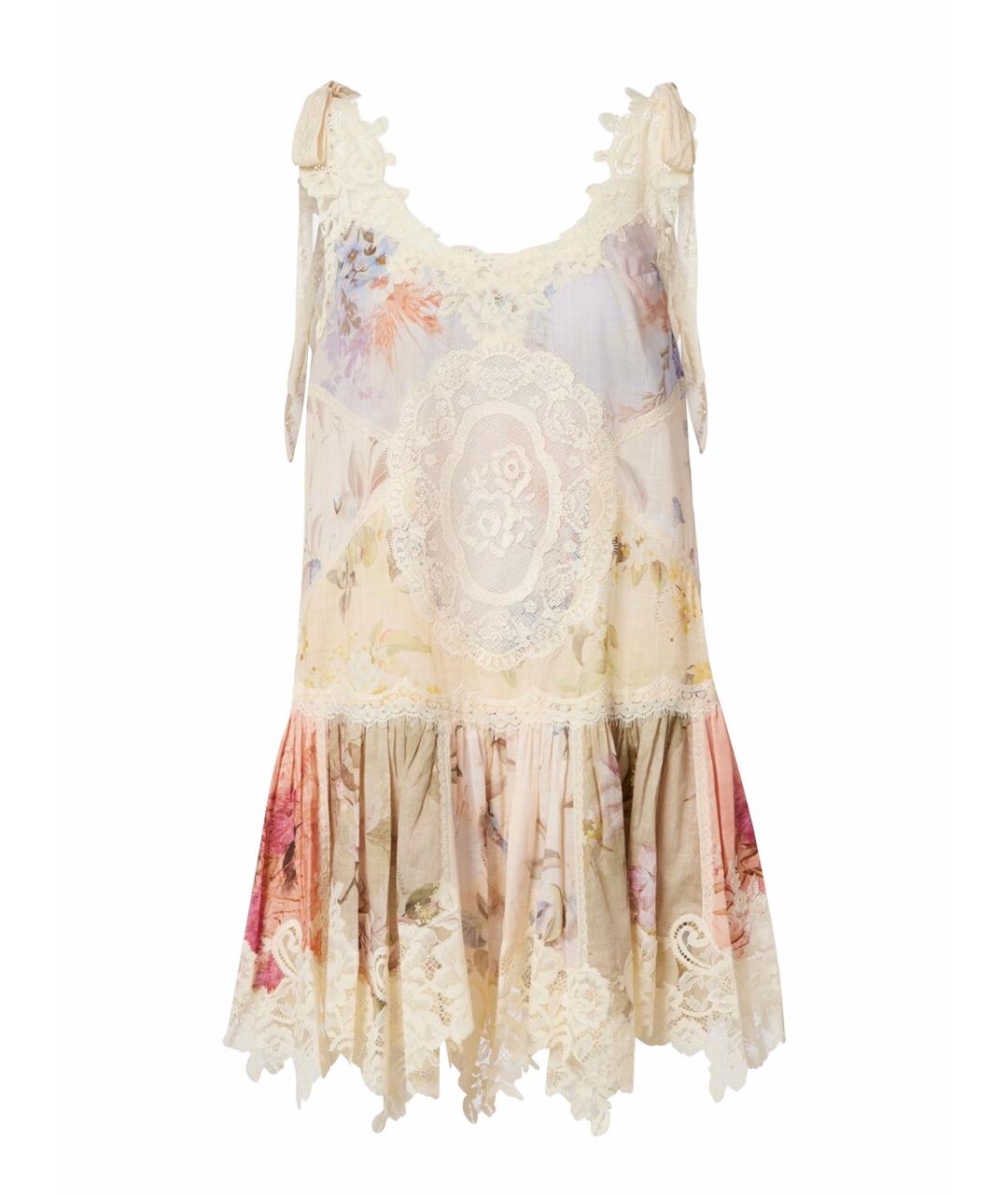 ZIMMERMANN Бежевое хлопковое коктейльное платье, фото 1