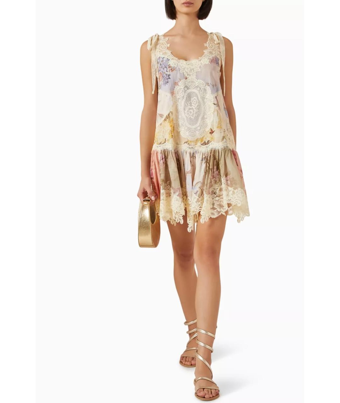 ZIMMERMANN Бежевое хлопковое коктейльное платье, фото 8