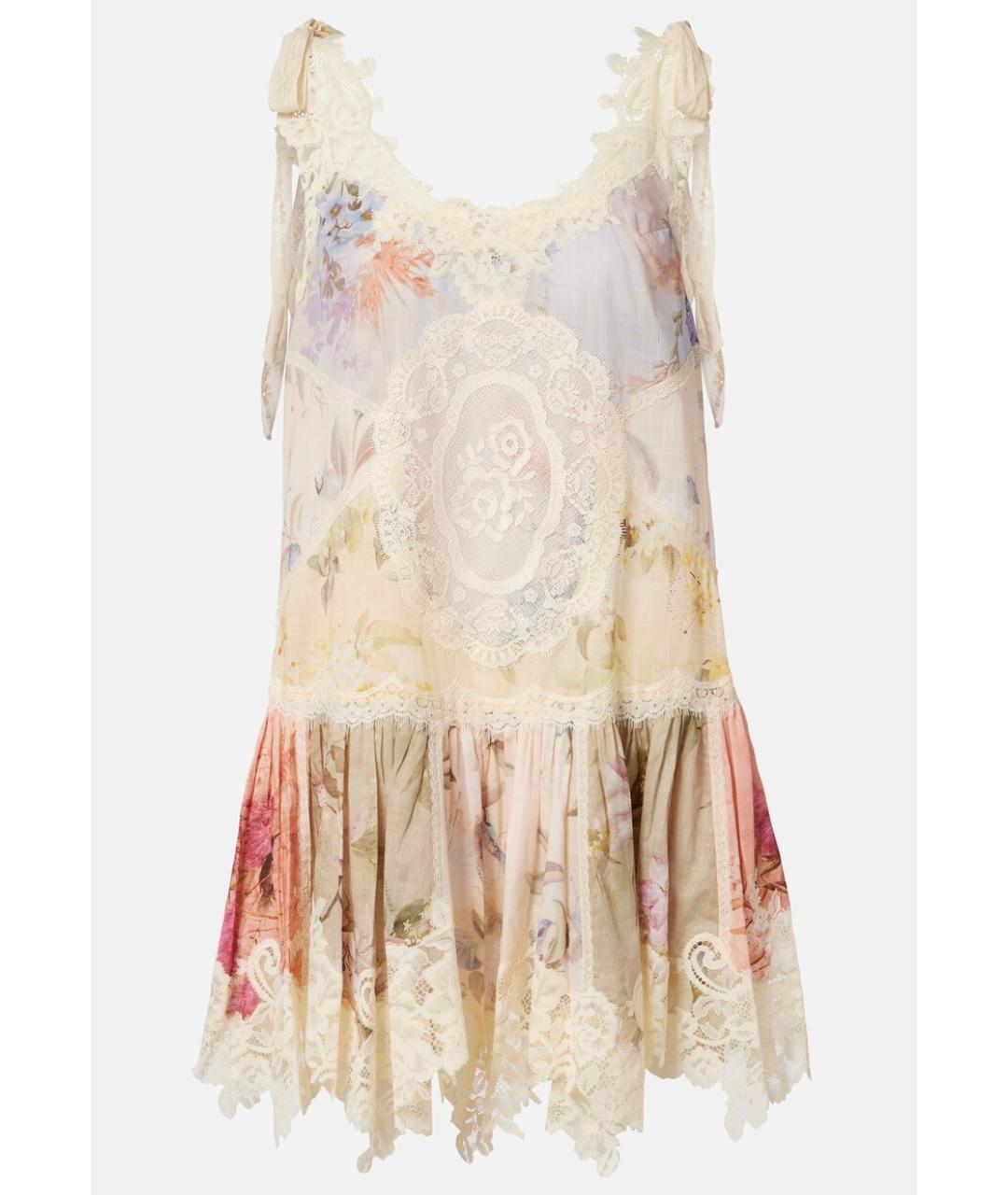 ZIMMERMANN Бежевое хлопковое коктейльное платье, фото 10