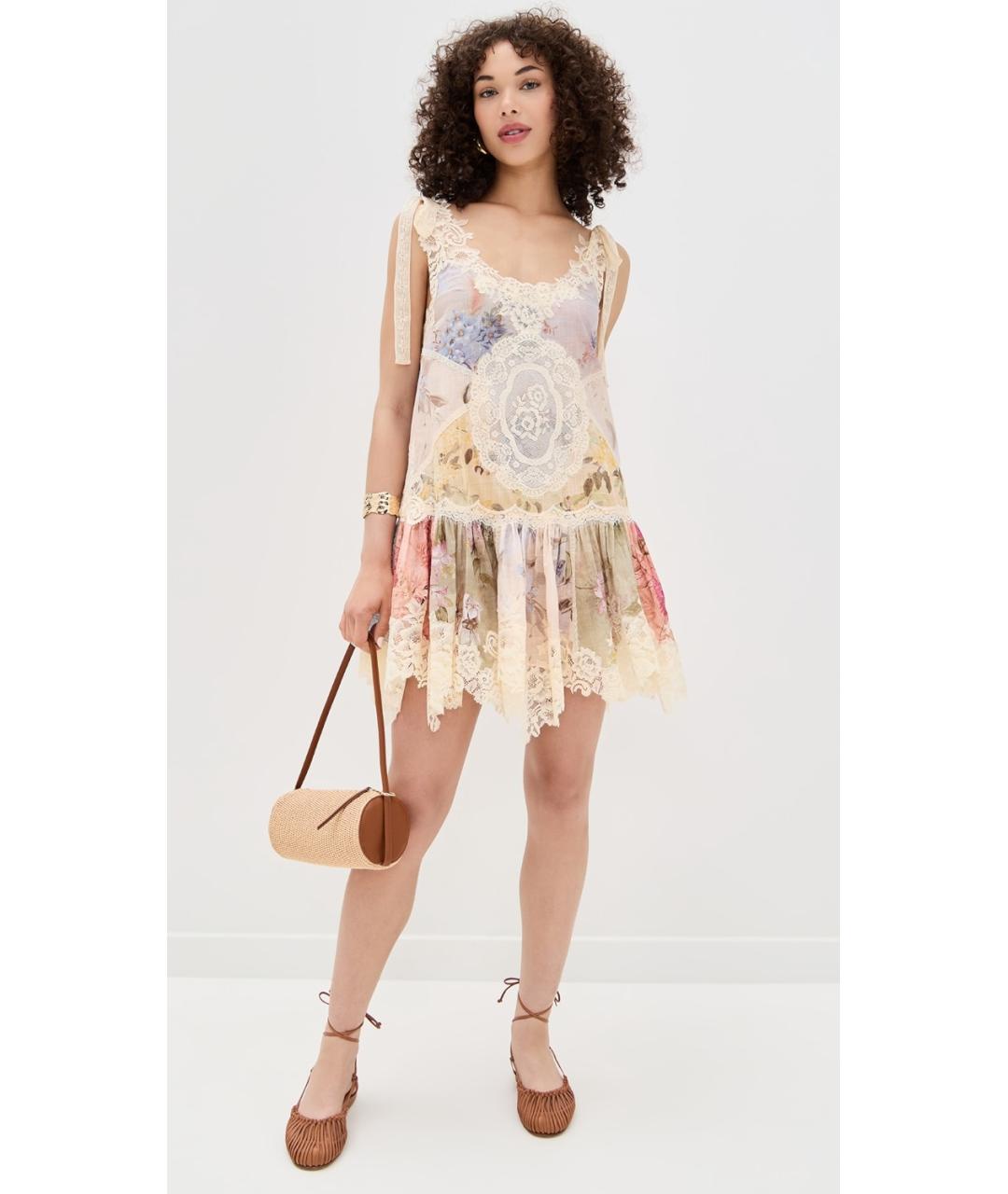 ZIMMERMANN Бежевое хлопковое коктейльное платье, фото 6