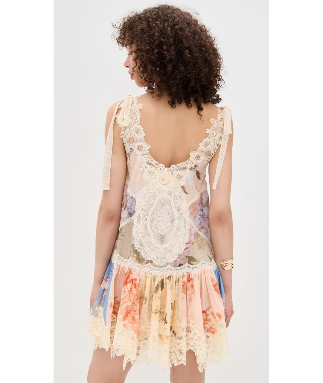 ZIMMERMANN Бежевое хлопковое коктейльное платье, фото 5