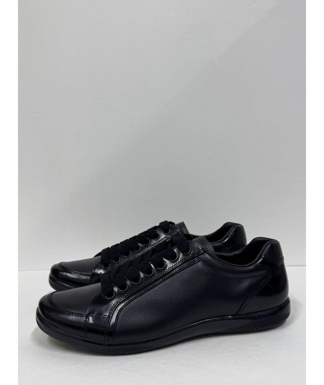 PRADA Черные кожаные низкие кроссовки / кеды, фото 9