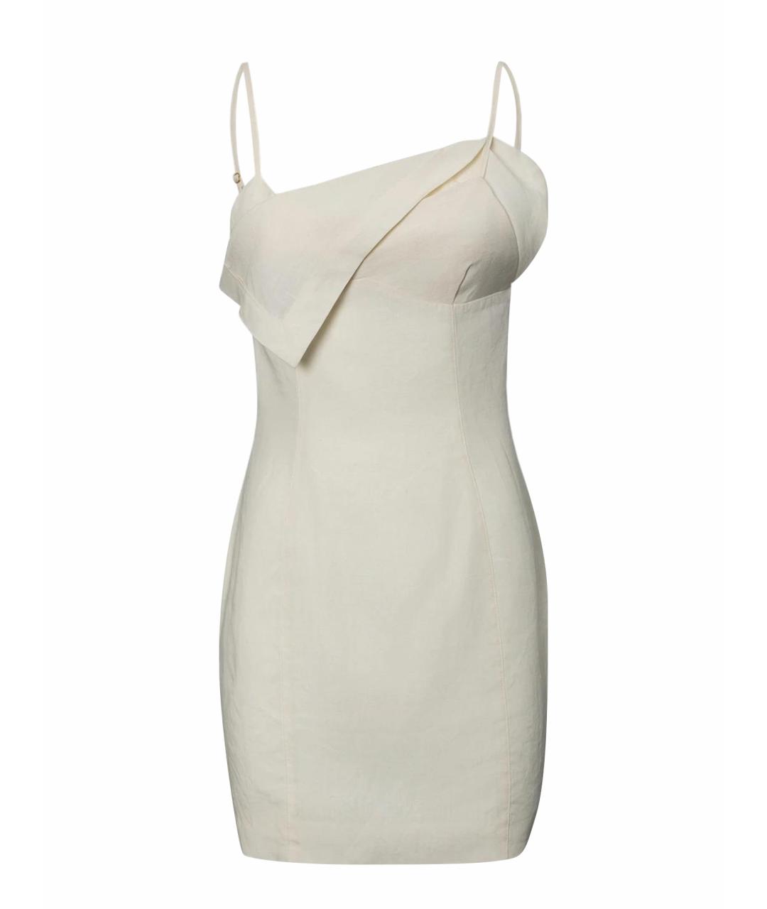 JACQUEMUS Белое льняное повседневное платье, фото 3