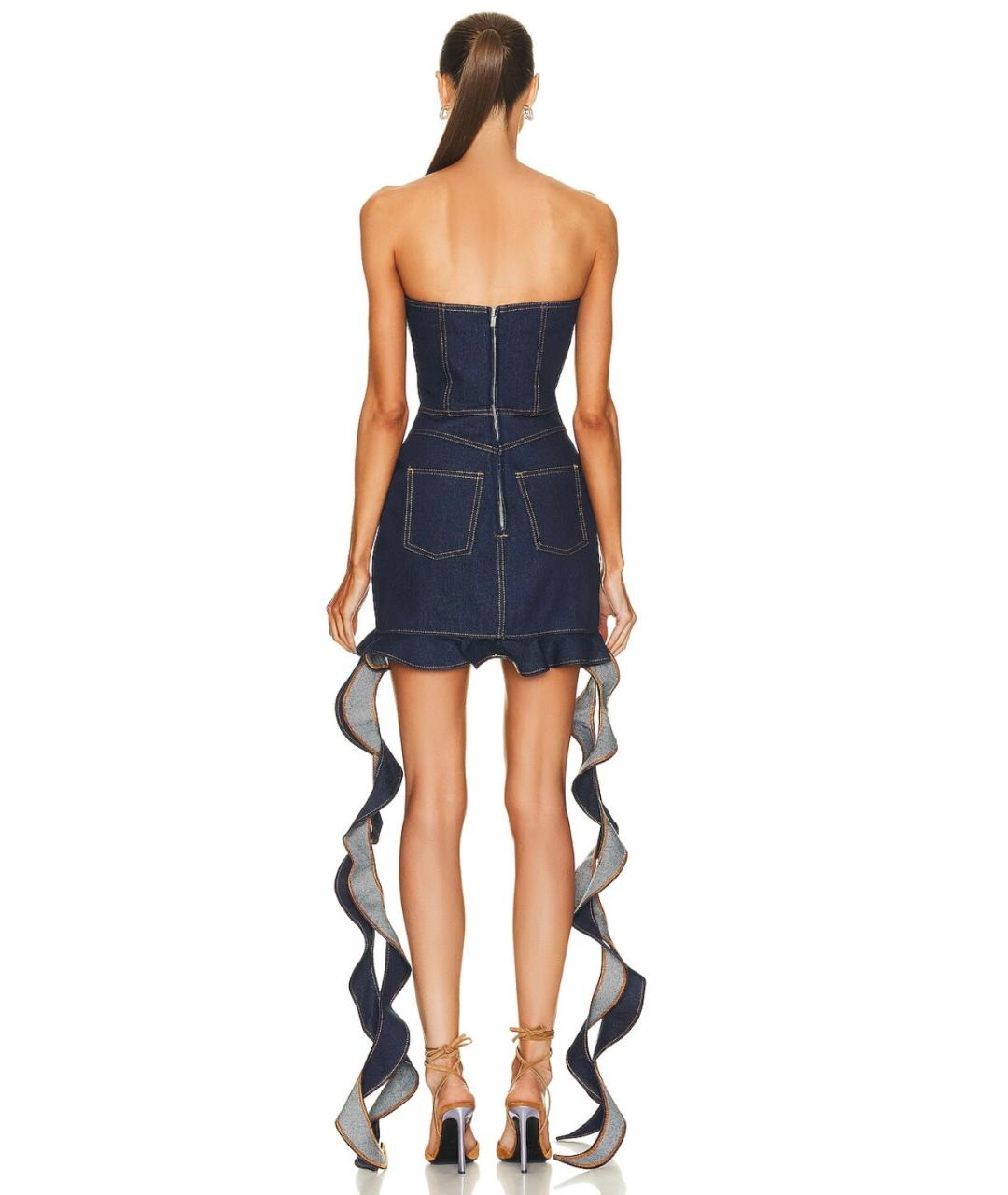 DAVID KOMA Синее хлопковое коктейльное платье, фото 4