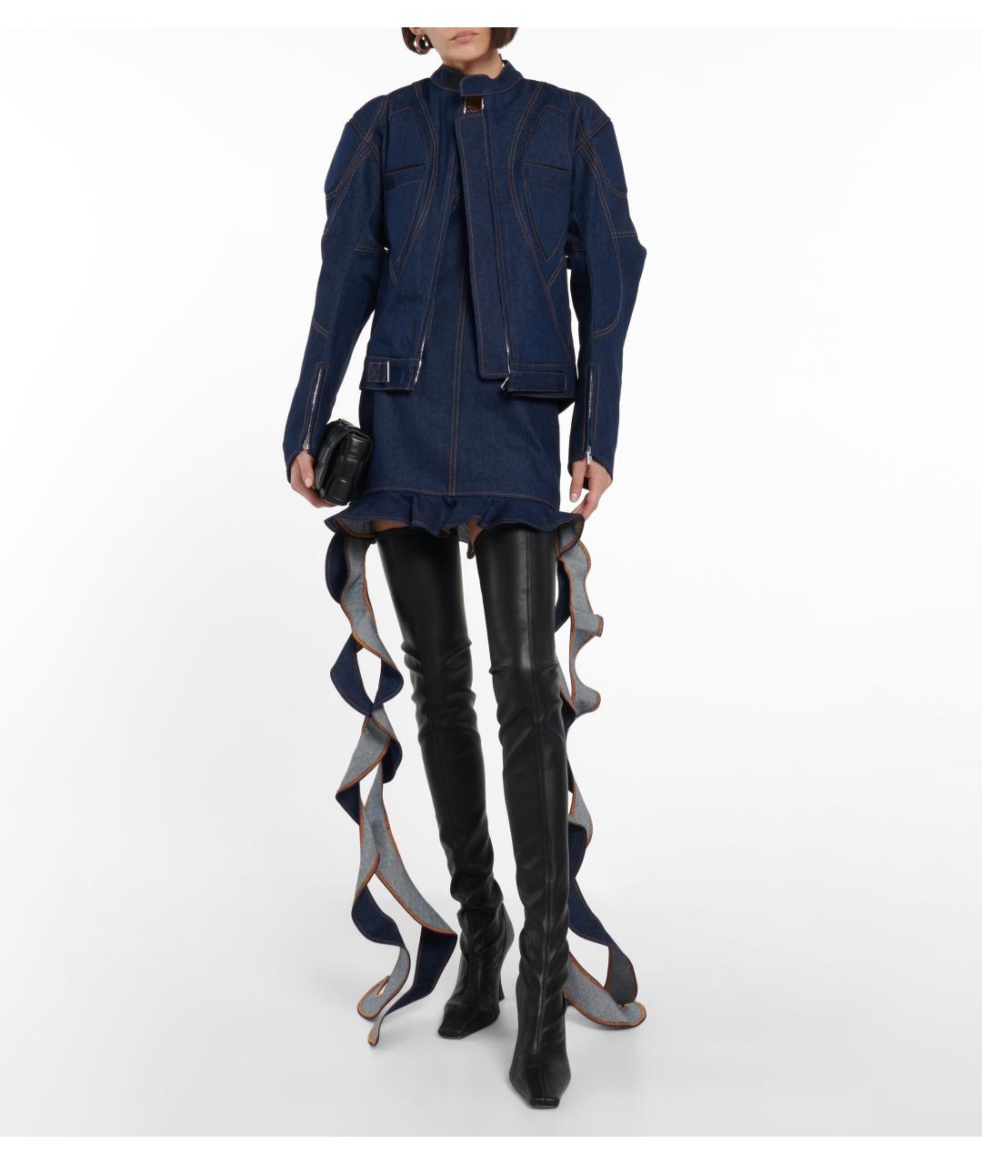 DAVID KOMA Синее хлопковое коктейльное платье, фото 7