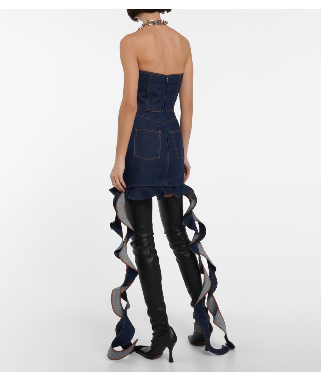 DAVID KOMA Синее хлопковое коктейльное платье, фото 9