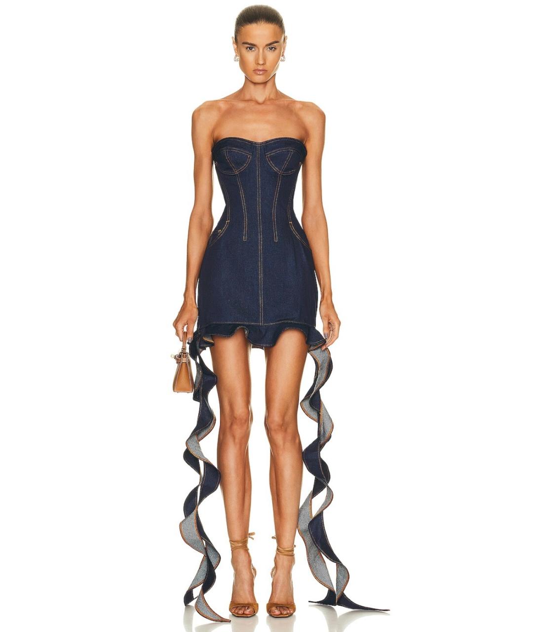 DAVID KOMA Синее хлопковое коктейльное платье, фото 2