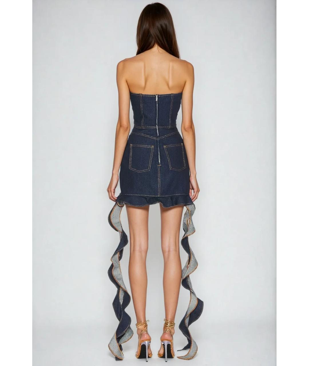 DAVID KOMA Синее хлопковое коктейльное платье, фото 6