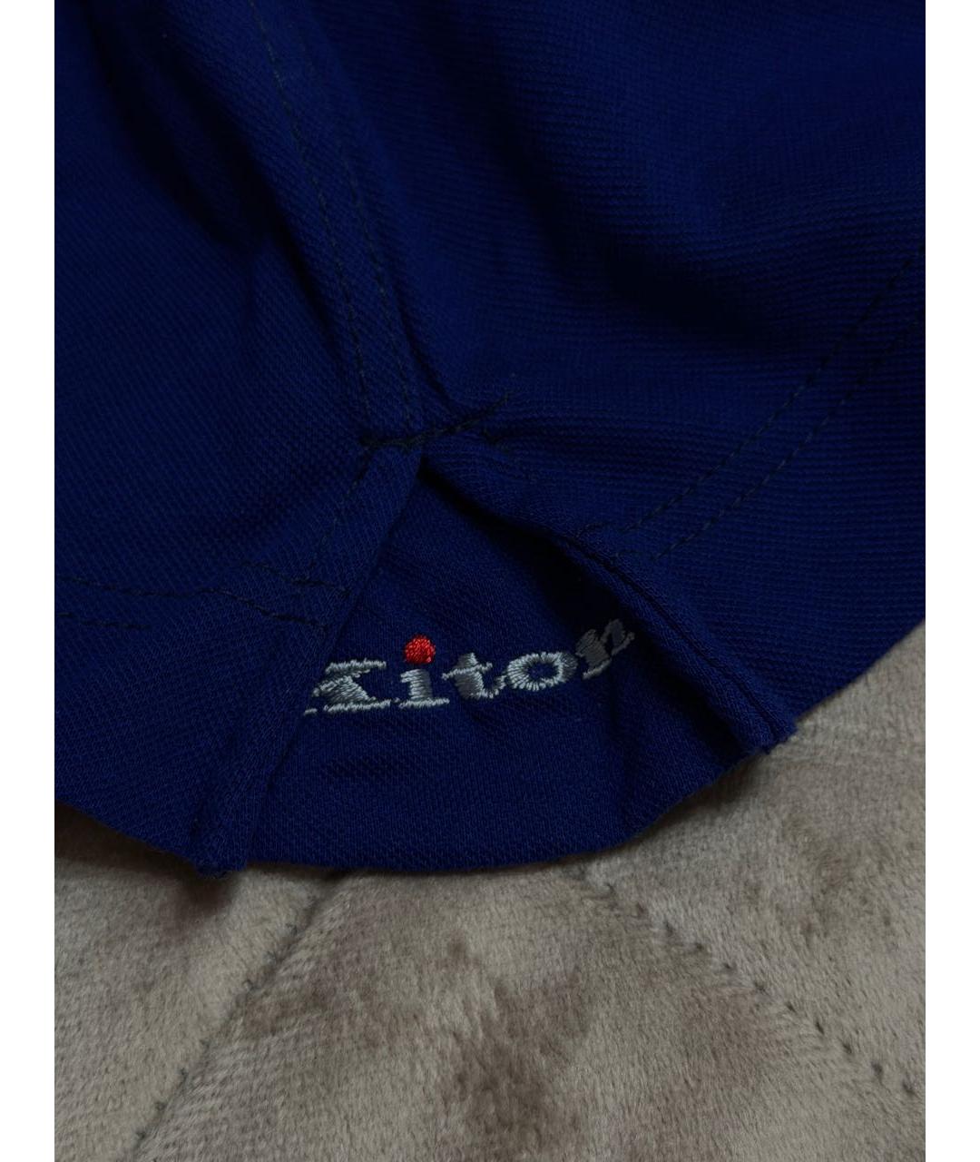 KITON Синее хлопковое поло с коротким рукавом, фото 5