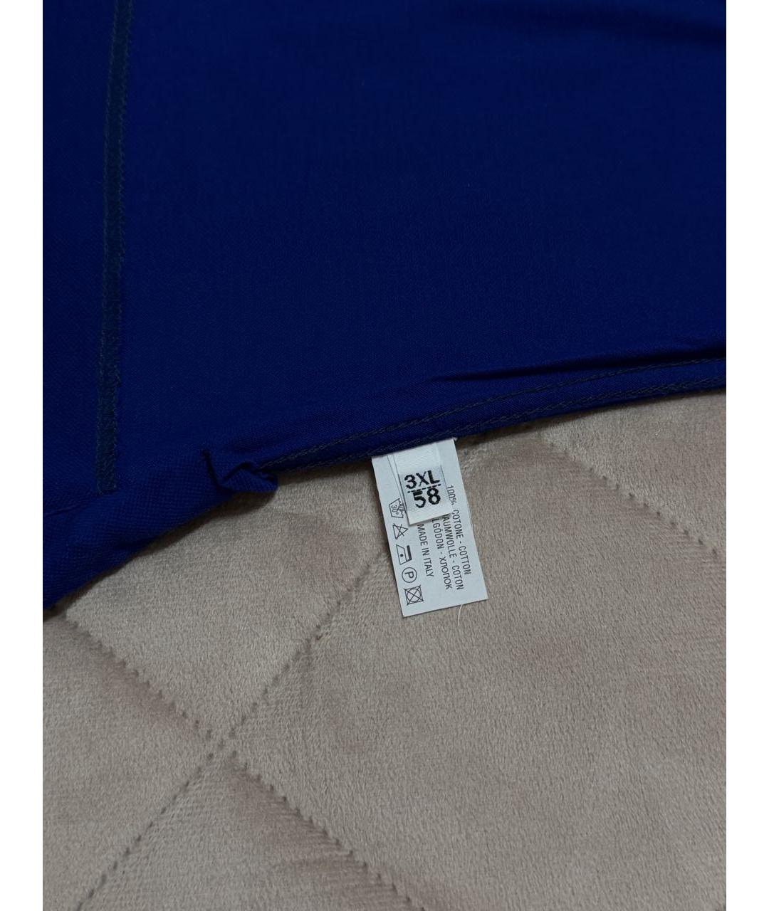 KITON Синее хлопковое поло с коротким рукавом, фото 8