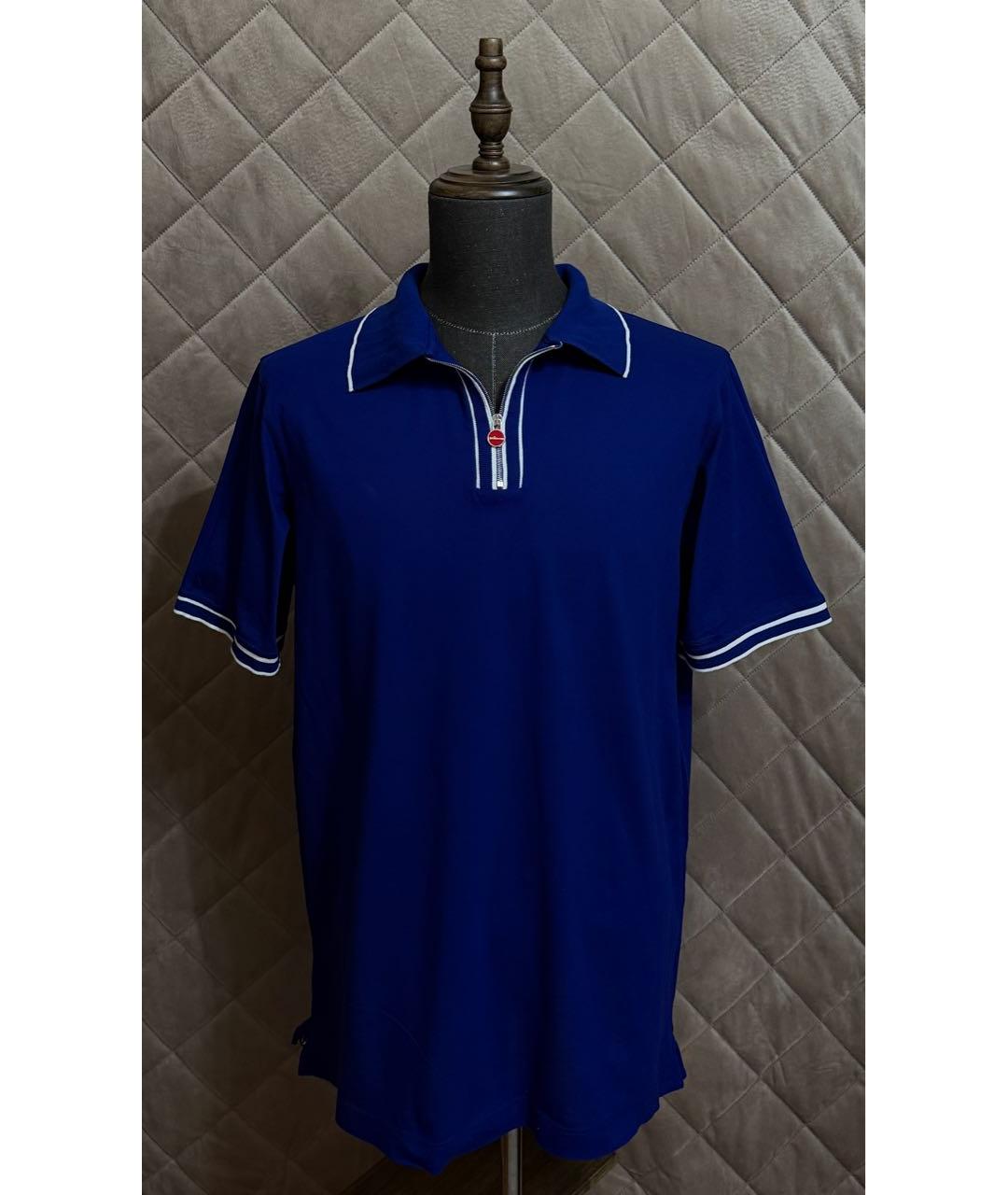 KITON Синее хлопковое поло с коротким рукавом, фото 2