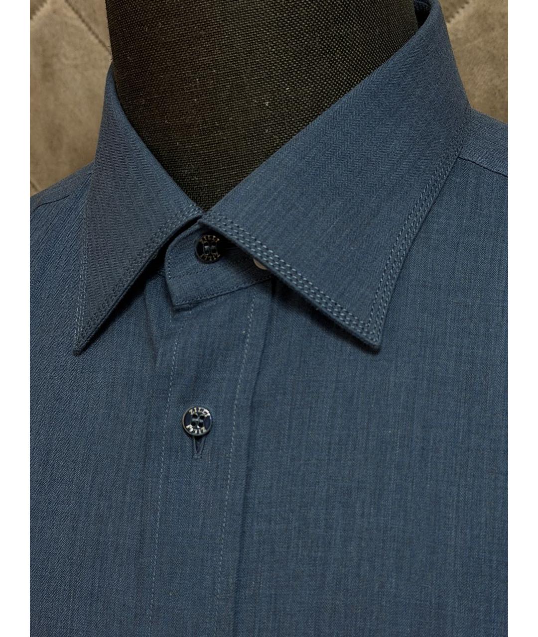 ZILLI Синяя хлопковая классическая рубашка, фото 6
