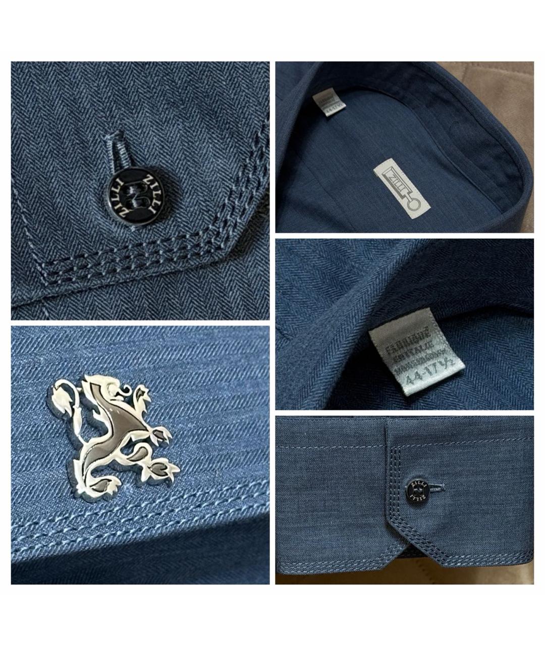 ZILLI Синяя хлопковая классическая рубашка, фото 7