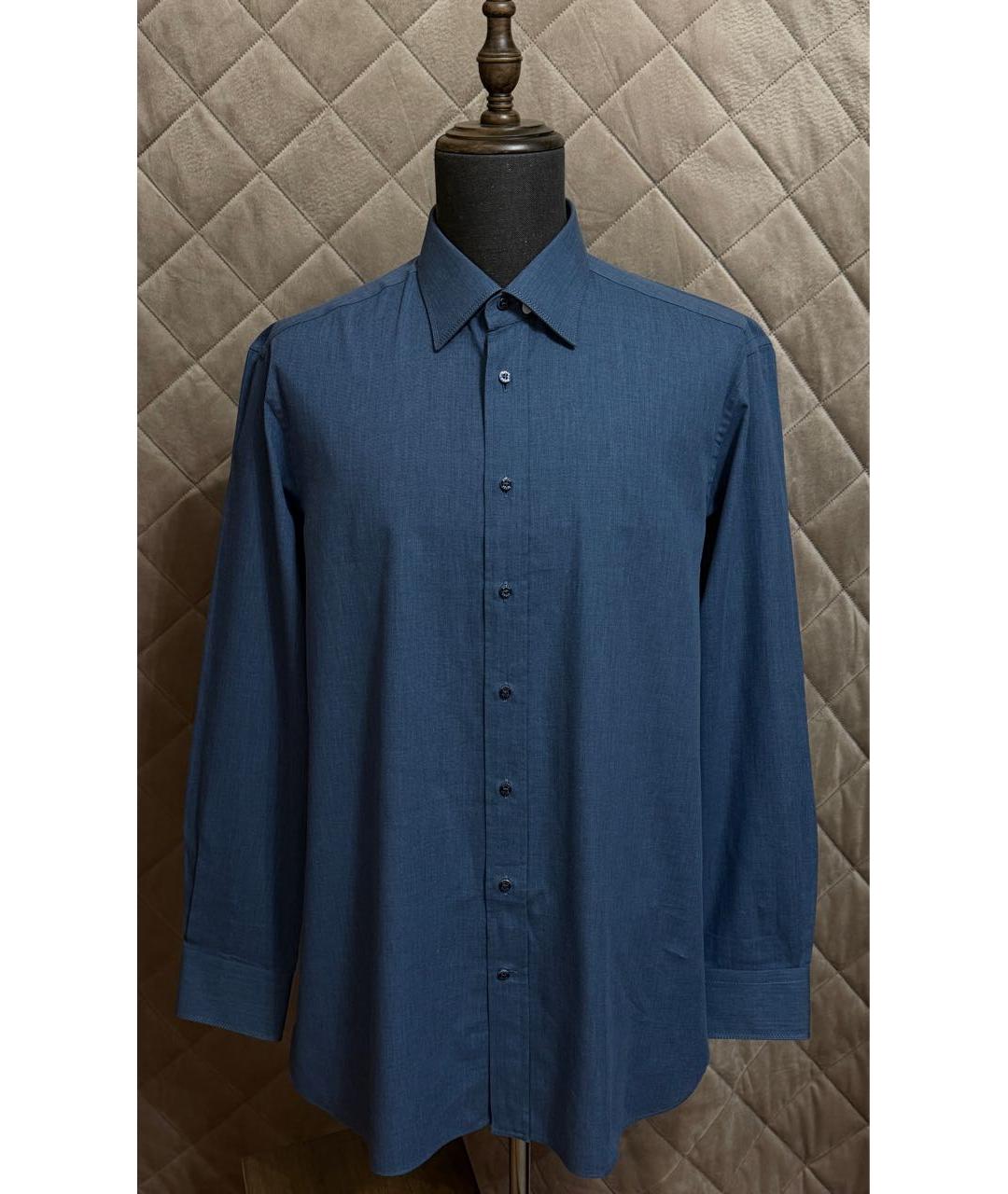 ZILLI Синяя хлопковая классическая рубашка, фото 3