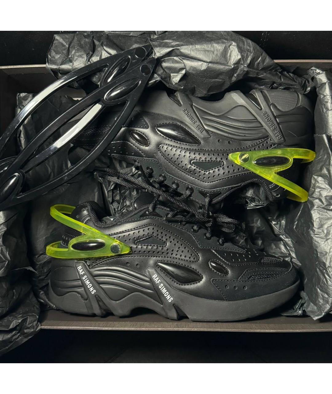 RAF SIMONS Черные кожаные кроссовки, фото 7