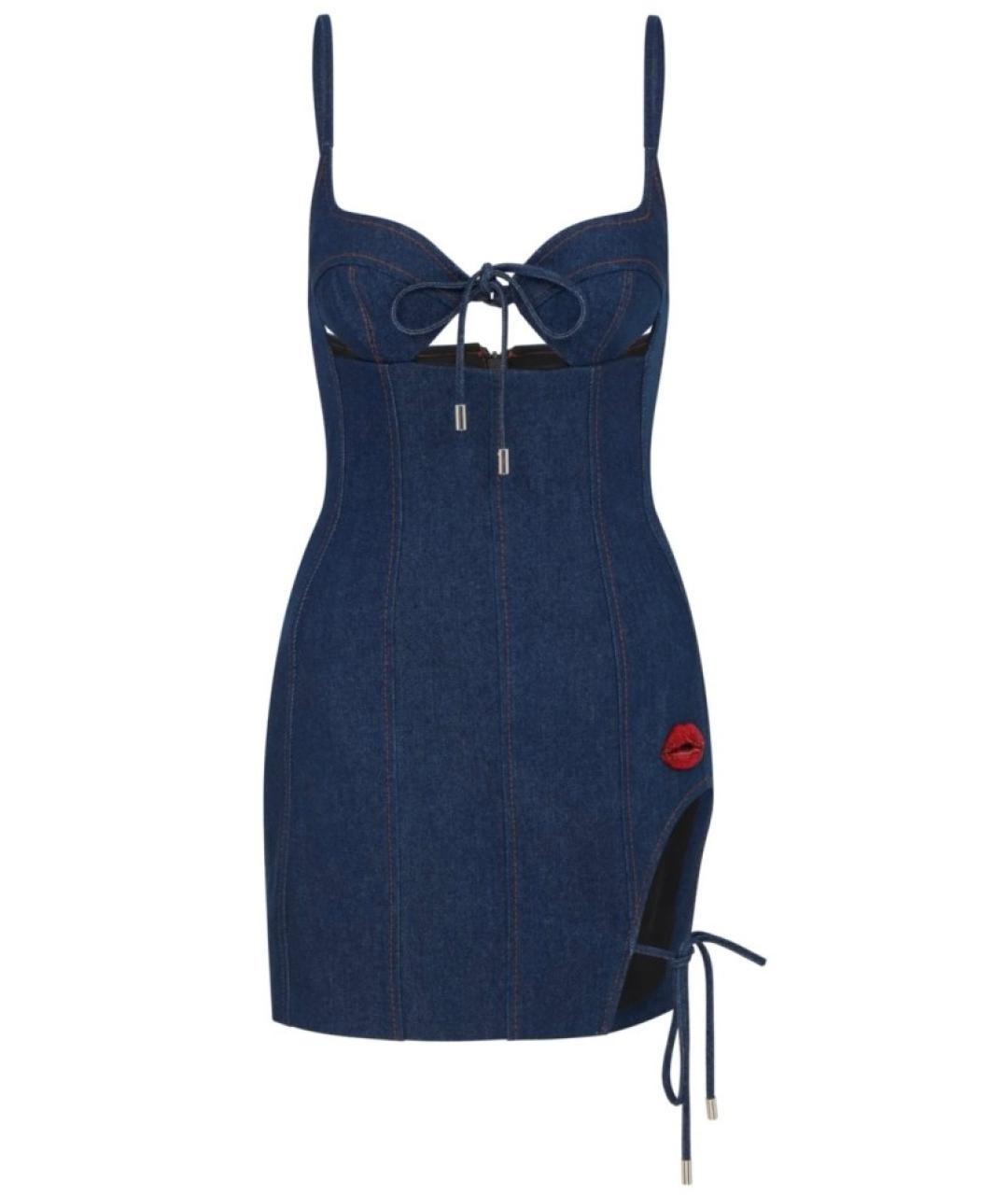 DAVID KOMA Синее хлопковое коктейльное платье, фото 6