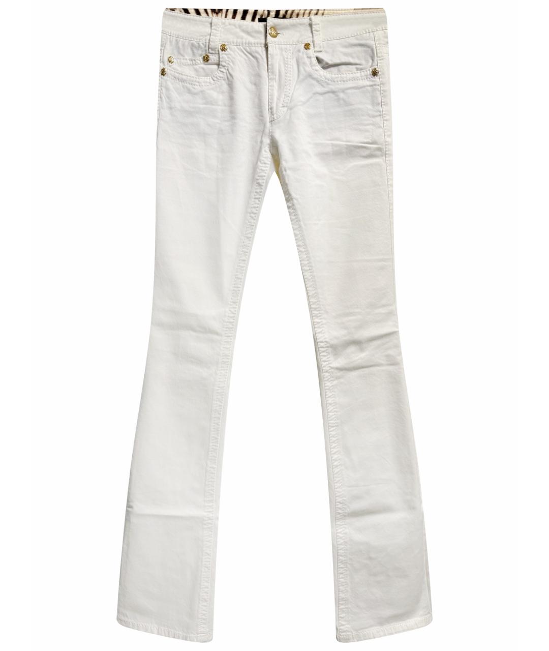 ROBERTO CAVALLI Белые хлопко-эластановые джинсы клеш, фото 1