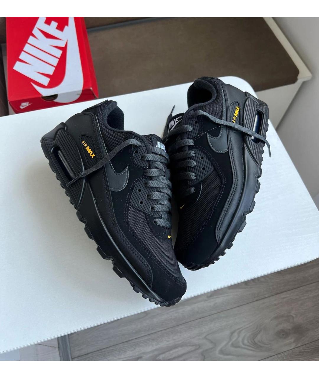 NIKE Черные кожаные низкие кроссовки / кеды, фото 7