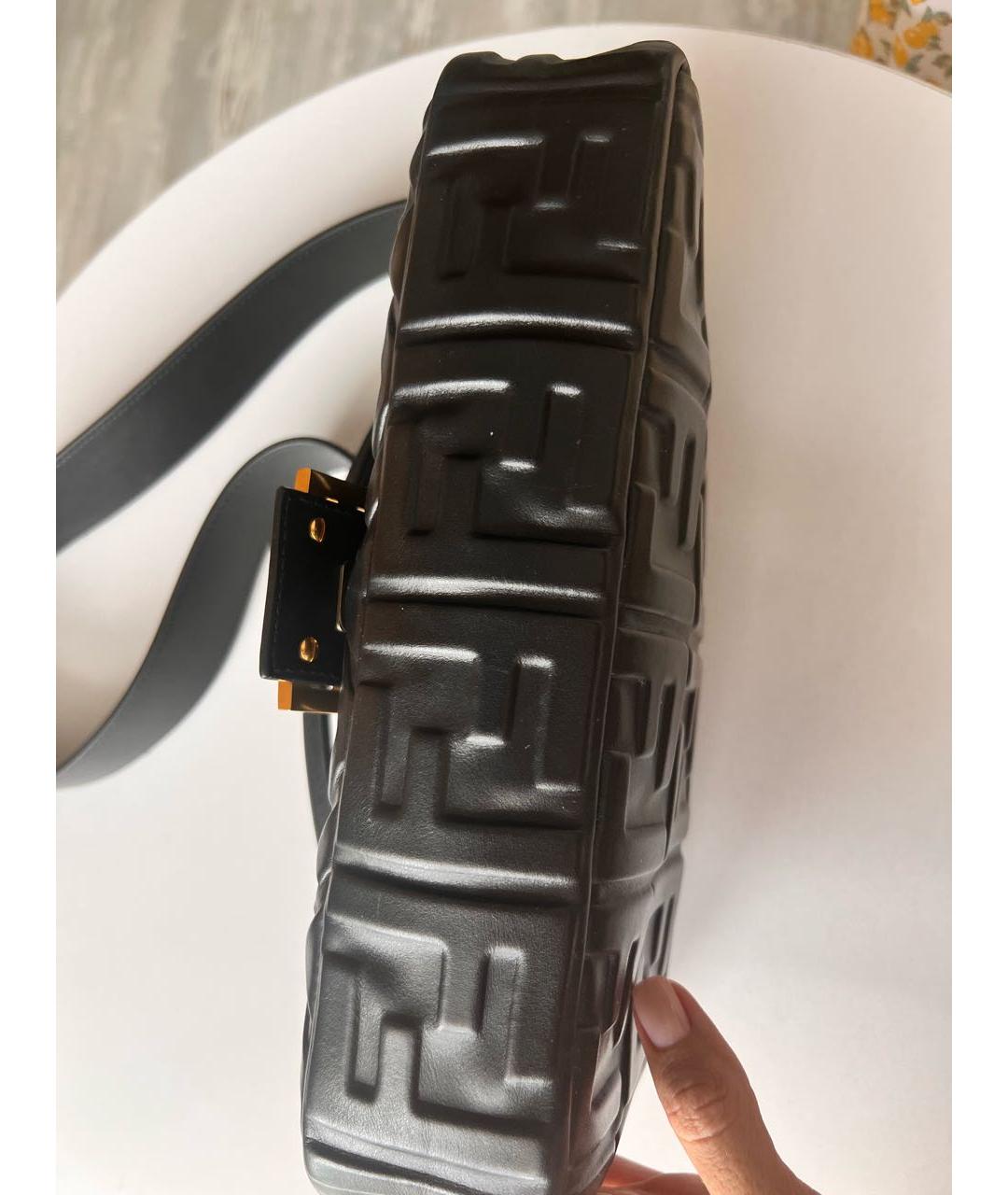 FENDI Черная кожаная сумка с короткими ручками, фото 4