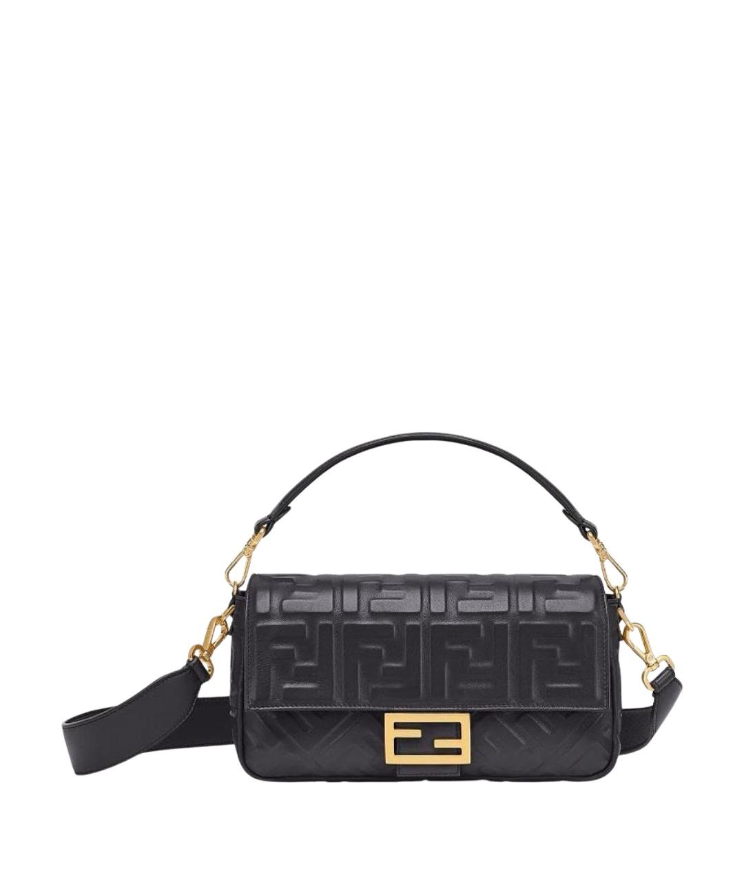 FENDI Черная кожаная сумка с короткими ручками, фото 1