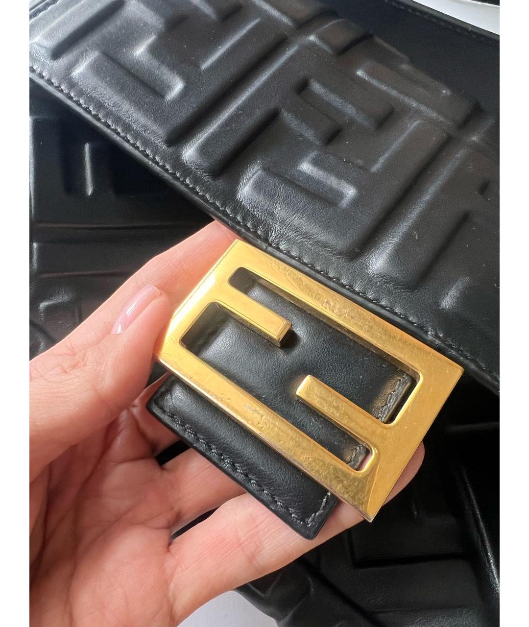 FENDI Черная кожаная сумка с короткими ручками, фото 7