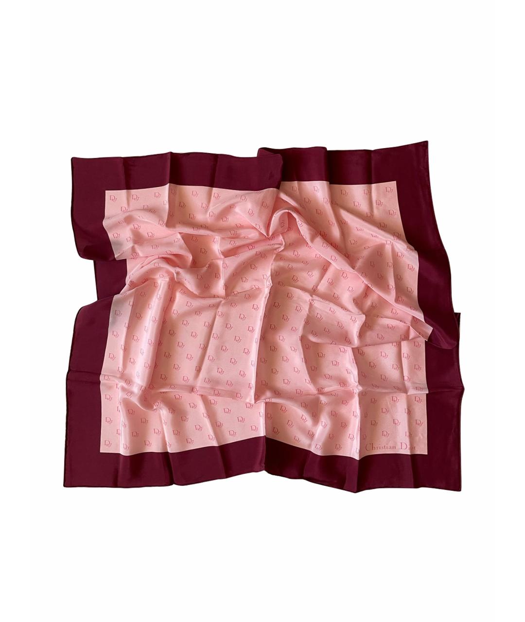 CHRISTIAN DIOR Розовый шелковый платок, фото 1