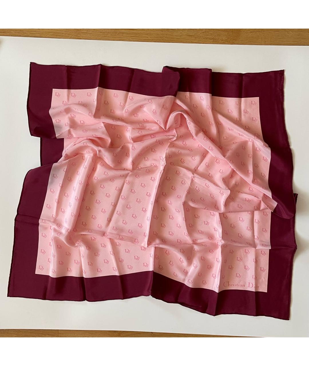 CHRISTIAN DIOR Розовый шелковый платок, фото 4