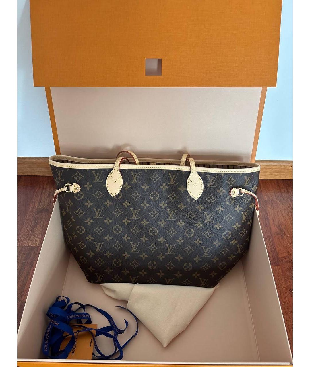 LOUIS VUITTON Коричневая кожаная сумка тоут, фото 3