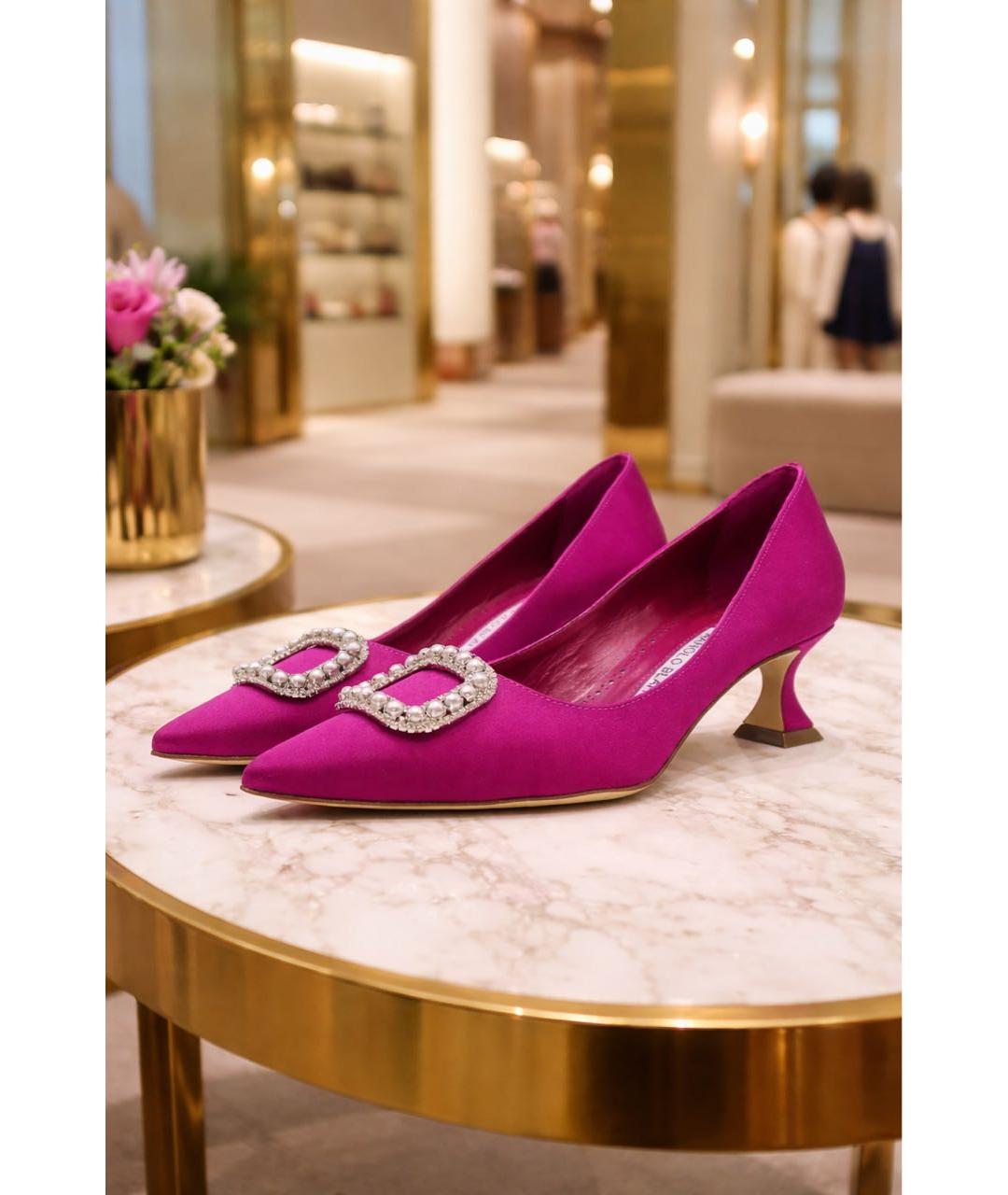 MANOLO BLAHNIK Фуксия текстильные туфли, фото 2