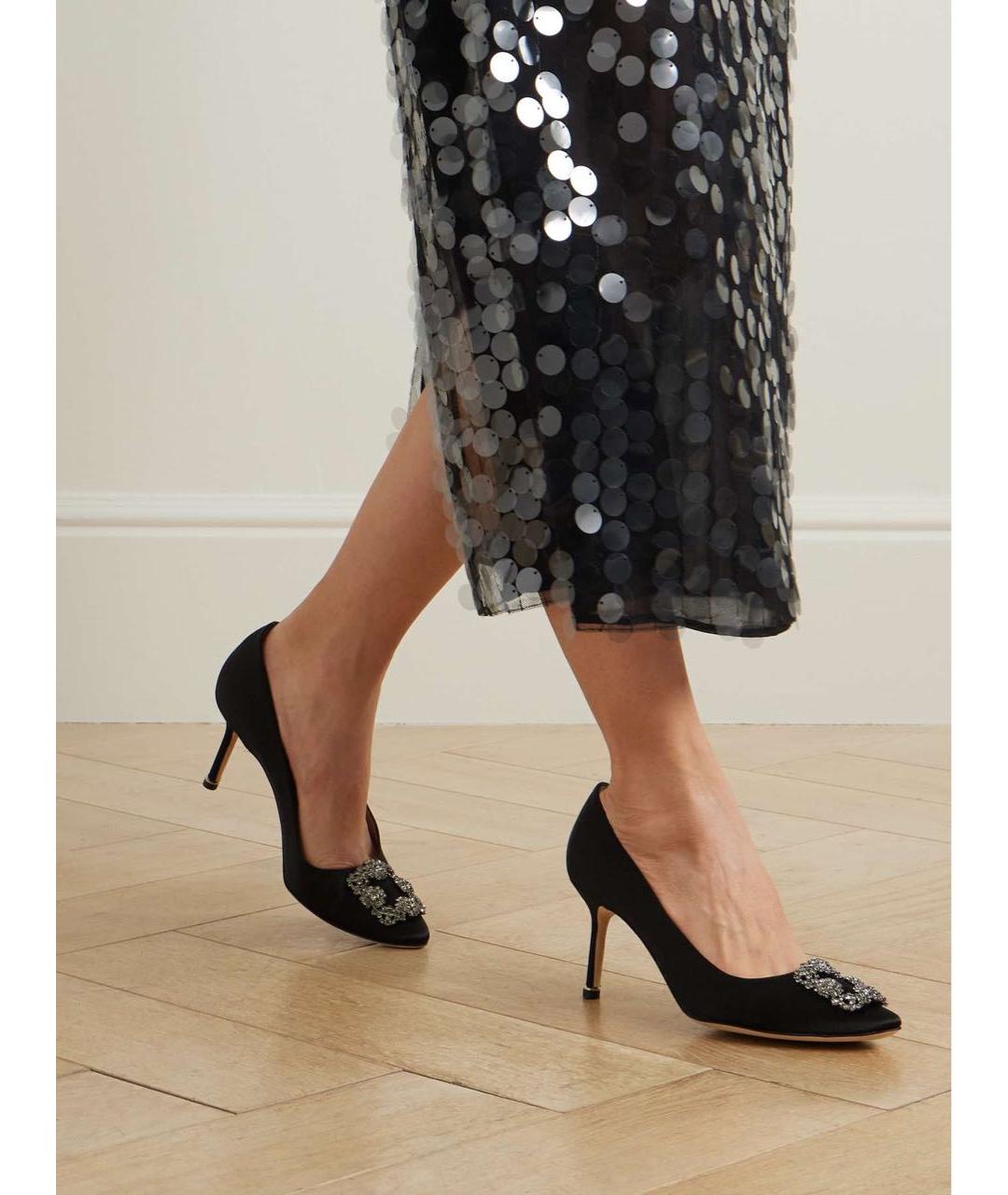 MANOLO BLAHNIK Черные текстильные туфли, фото 3