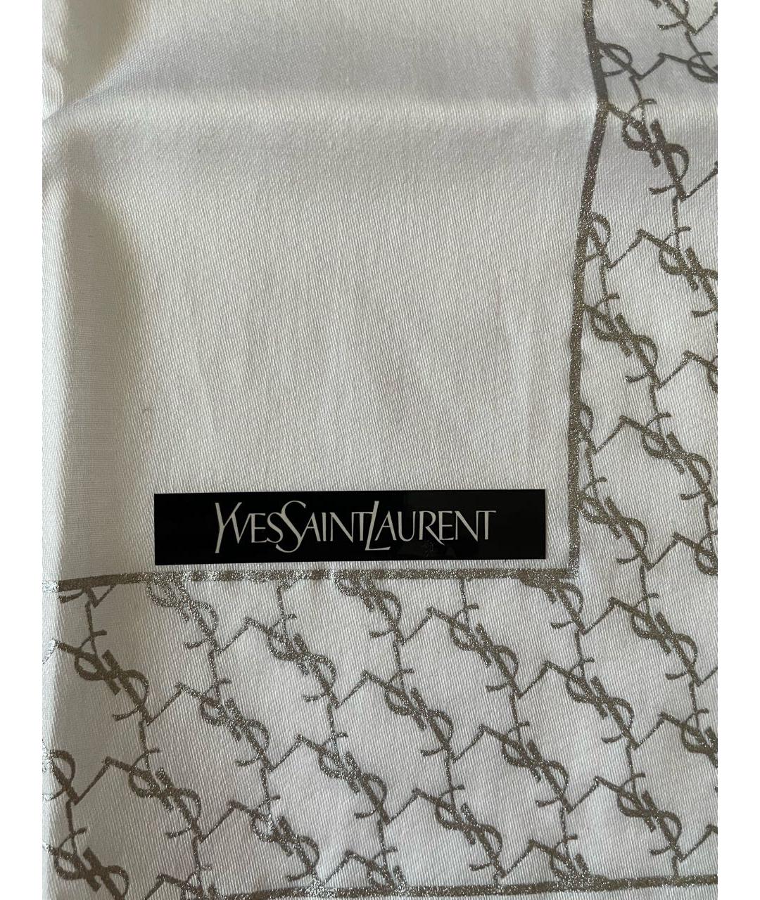 SAINT LAURENT Белый хлопковый платок, фото 3