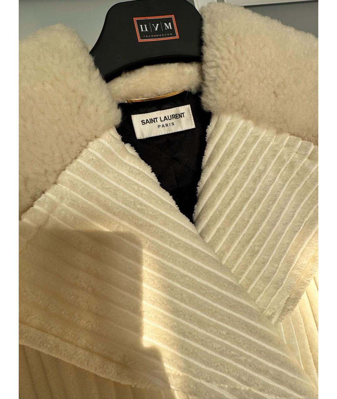 SAINT LAURENT Бежевое пальто, фото 3