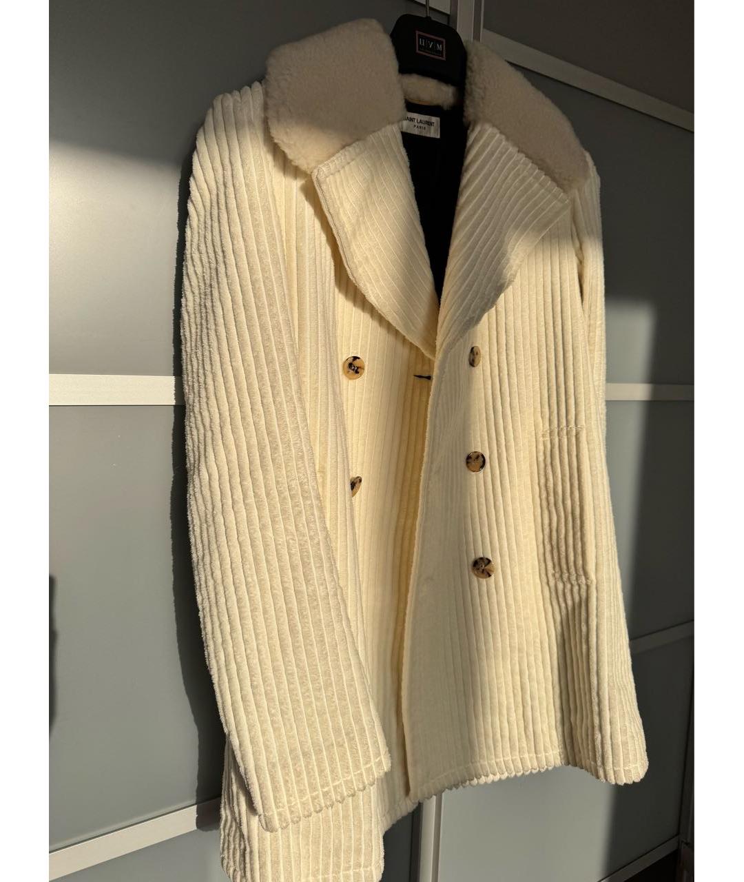 SAINT LAURENT Бежевое пальто, фото 2