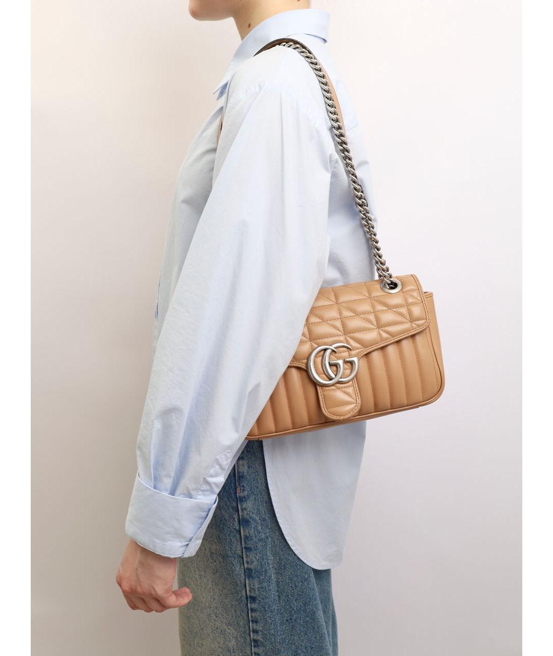 GUCCI Бежевая кожаная сумка через плечо, фото 2