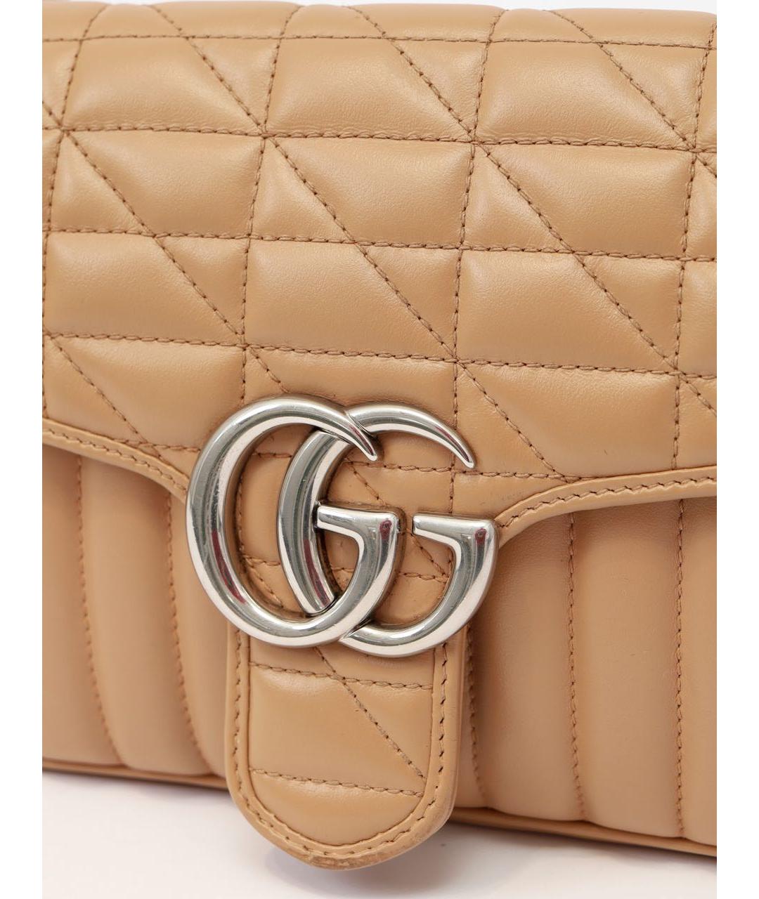 GUCCI Бежевая кожаная сумка через плечо, фото 4